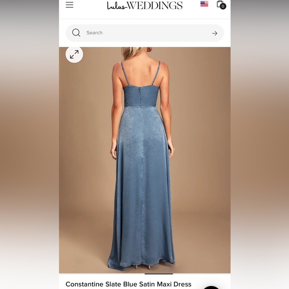 Lulu’s Constantine Slate Blue Satin Maxi Dress - Picture 4 of 6